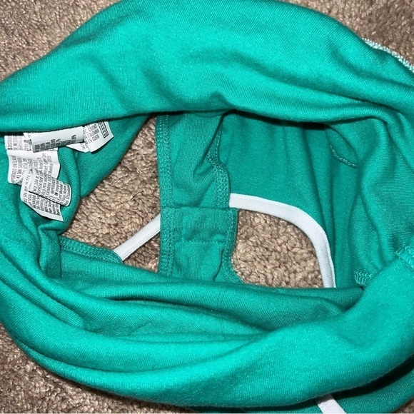 Forever 21 Green Bodysuit With White Trim and Colorful Band Across the Chest Med - Picture 2 of 8